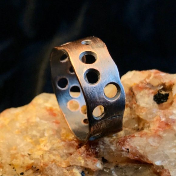 Copper Unisex Ring - Bubble- Hole design - Picture 2 of 5